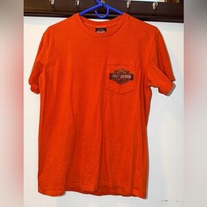 Harley-Davidson Orange Short Sleeve Pocket T-Shirt Size Medium
